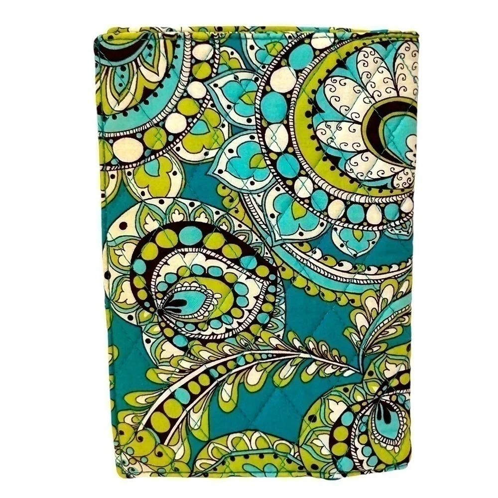 Vera Bradley Paper Book Cover Peacock Lime/Teal/Brown Paisley/Floral EUC